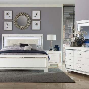 1916FW-1Gr Allura Full Bedroom Set - White