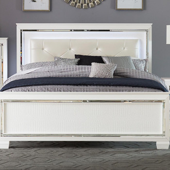 1916FW-1 Allura Full Bed with LED Lighting - White