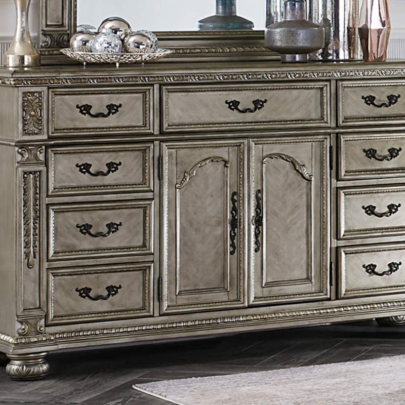 1824PG-5 Catalonia Dresser - Traditional Platinum Gold Finish with Cherry Veneer
