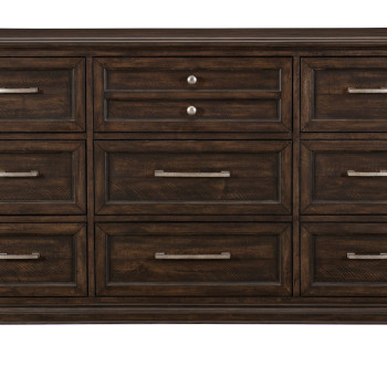 1689-5 Cardano Dresser - Driftwood Charcoal over Acacia Solids and Veneers