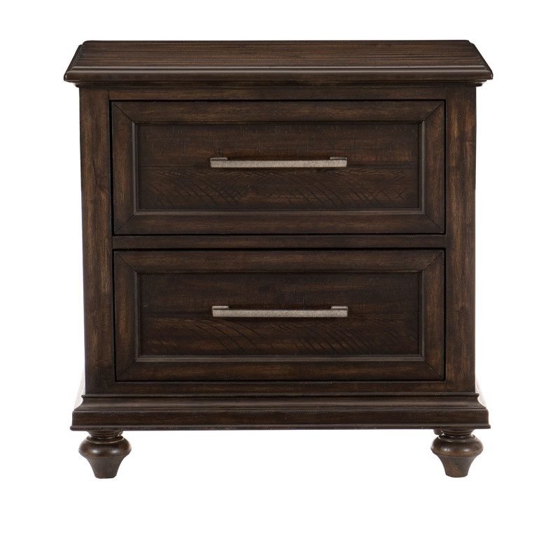 1689-4 Cardano Night Stand - Driftwood Charcoal over Acacia Solids and Veneers