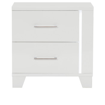 1678W-4 Kerren or Keren Night Stand with LED Lighting - White High Gloss