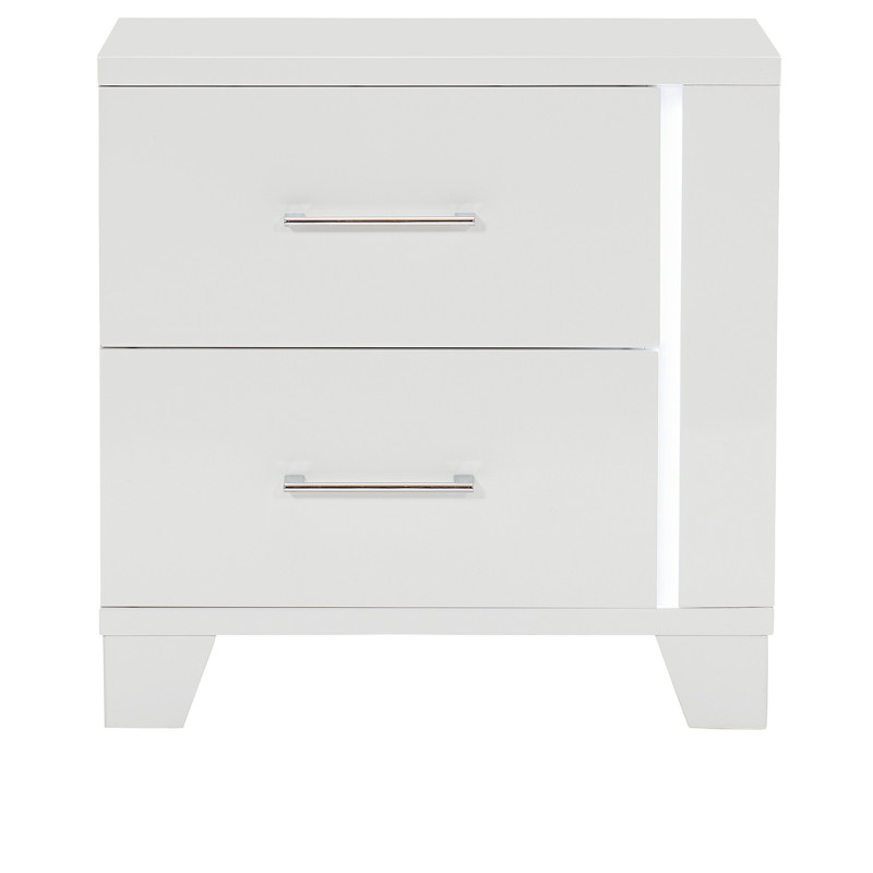 1678W-4 Kerren or Keren Night Stand with LED Lighting - White High Gloss