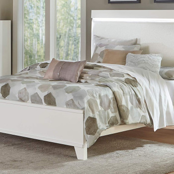 1678WK-1CK Kerren or Keren Upholstered California King Bed with LED Lighting - White High Gloss