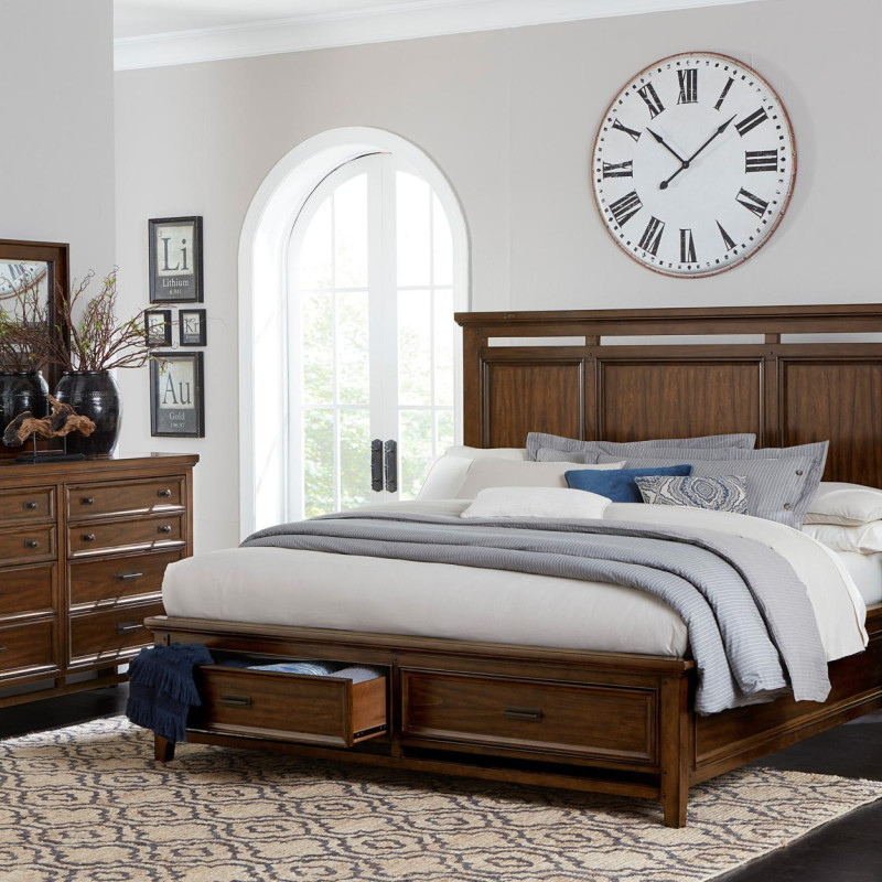1649K-EKGr Frazier Park Eastern King Bedroom Set - Brown Cherry