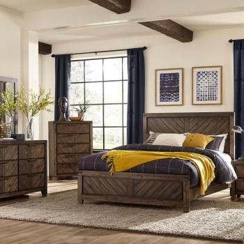 1648-QGr Parnell Queen Bedroom Set - Rustic Cherry