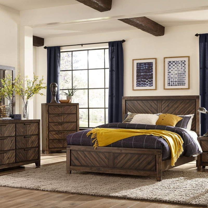 1648K-EKGr Parnell Eastern King Bedroom Set - Rustic Cherry