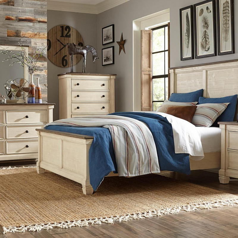 1626-EKGr Weaver Eastern King Bedroom Set - Antique White