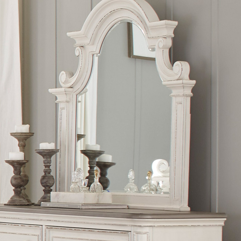 1624W-6 Baylesford Mirror - Antique White Rub-Through Finish