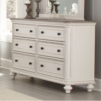 1624W-5 Baylesford Dresser - Antique White Rub-Through Finish