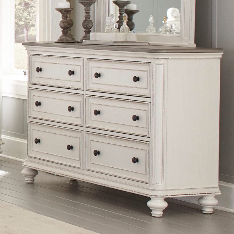 1624W-5 Baylesford Dresser - Antique White Rub-Through Finish