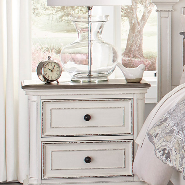 1624W-4 Baylesford Night Stand - Antique White Rub-Through Finish