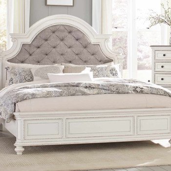 1624KW-1CK Baylesford California King Bed - Antique White Rub-Through Finish