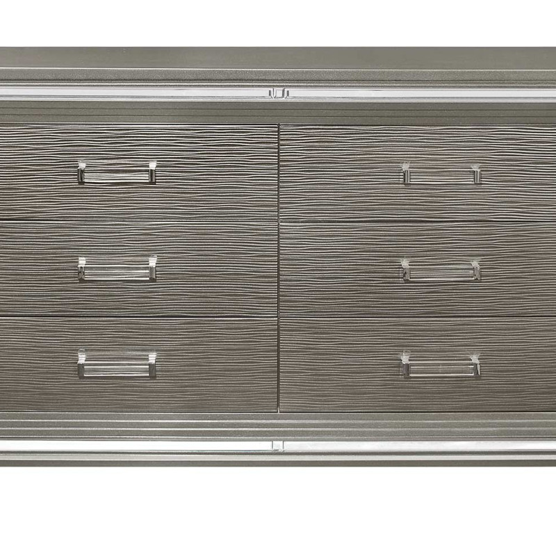 1616-5 Tamsin Dresser with 2 Hidden Jewelry Boxes - Silver-Gray Metallic