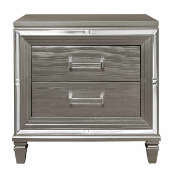 1616-4 Tamsin Night Stand - Silver-Gray Metallic