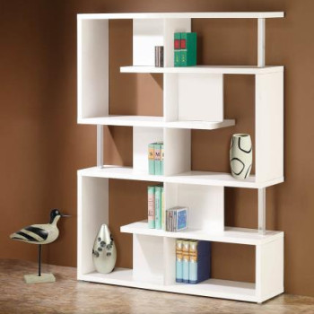 800310 Transitional White Bookcase