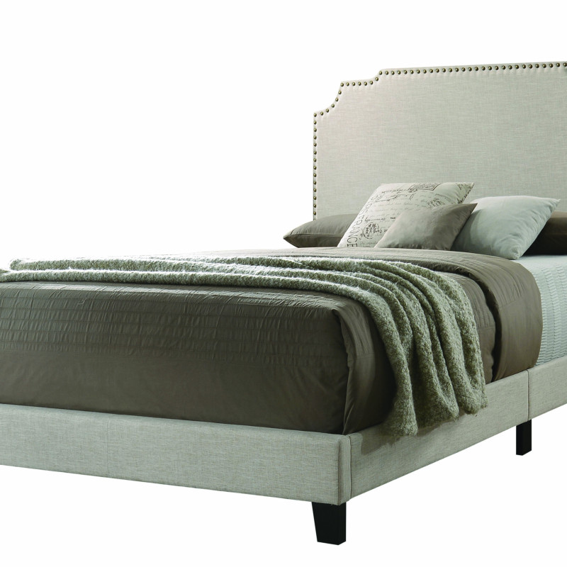 310061KE Tamarac Upholstered Nailhead Eastern King Bed Beige