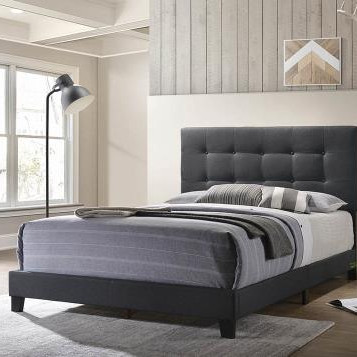 305746KE Mapes Upholstered Tufted Eastern King Bed Charcoal