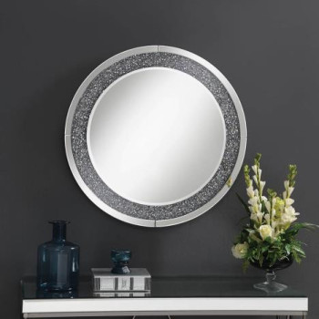 961428 Round Wall Mirror With LED Lighting Silver