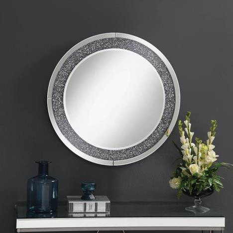 961428 Round Wall Mirror With LED Lighting Silver