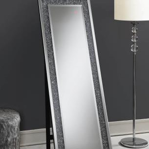 961427 Rectangular Standing Mirror With LED Lighting Silver