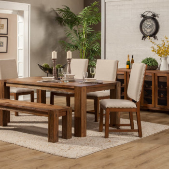 ORI-913-01-05*4 5PC SETS Shasta Salvaged Natural Leg Dining Table + 4 Side Chairs
