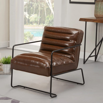LW-9115 Charles Black Frame Brown Upholstered Accent Chair
