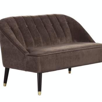 8172-2 Deco Button Brown Tufted Upholstered Bench