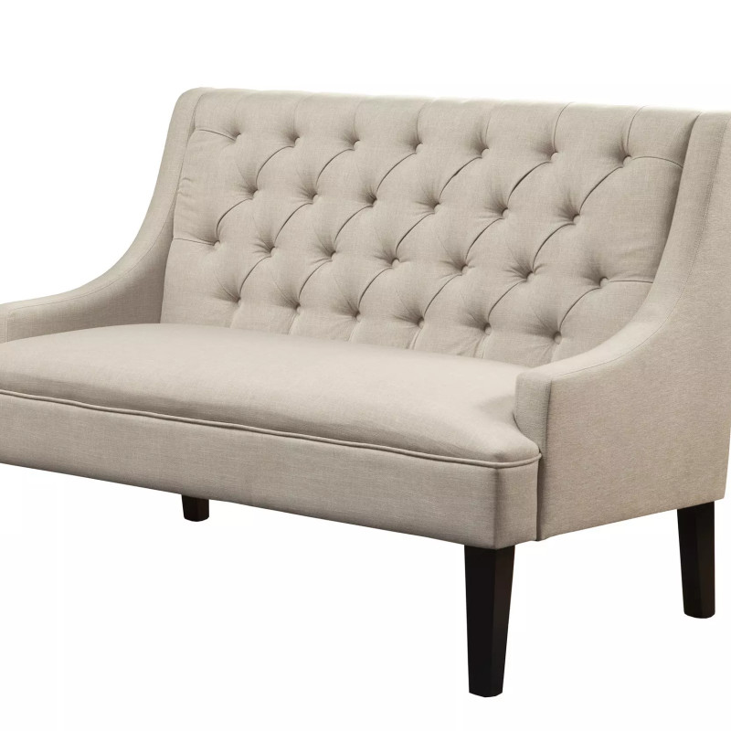 8098-2 Posh Gray Upholstered Button Tufted Bench