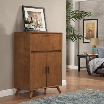 966-16 Flynn Brown Large Bar Cabinet With Drop Down Tray