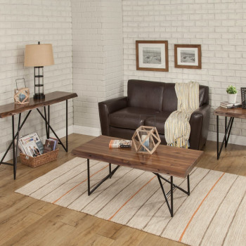 Live Edge Light Walnut 3-Piece Occasional Table Set