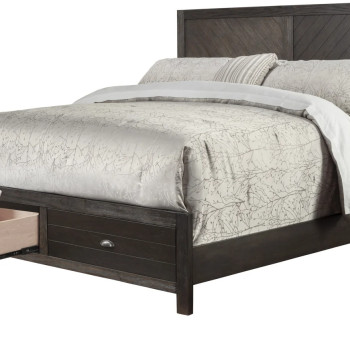 8348-87EK Shutter Charcoal King Platform Bed with Storage Footboard