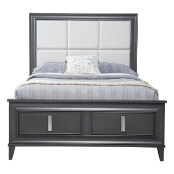8171-07EK Lorraine Dark Gray King Platform Bed with Storage Footboard