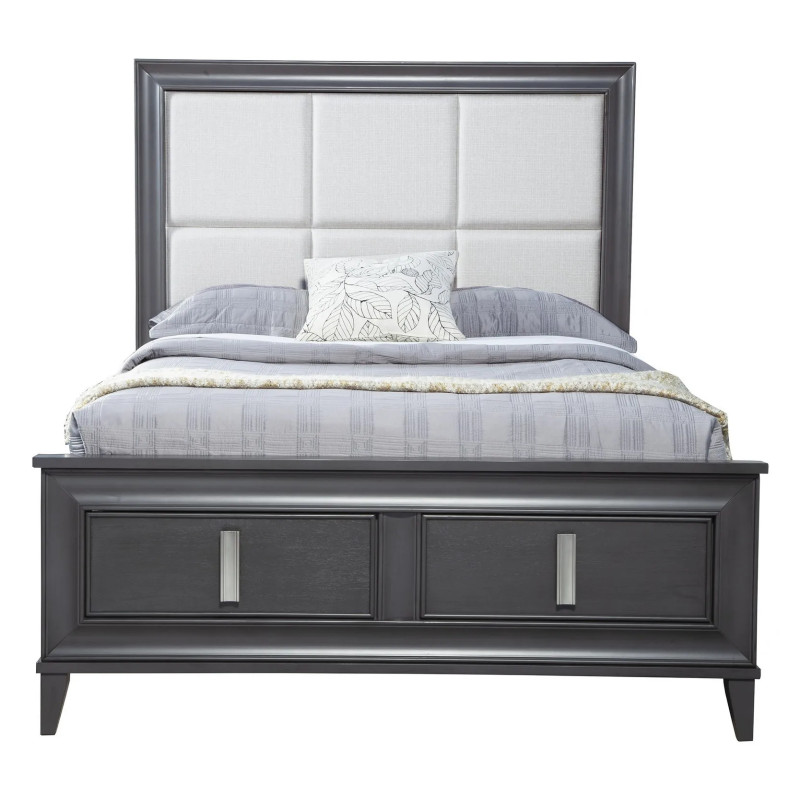 8171-07EK Lorraine Dark Gray King Platform Bed with Storage Footboard