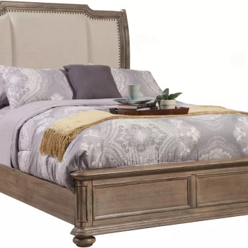 Melbourne French Truffle Queen Sleigh Bed with Upholstered Headboard