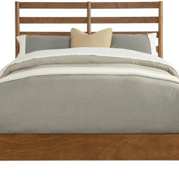 Flynn Retro Acorn Finish Queen Bed With Slat Back Headboard