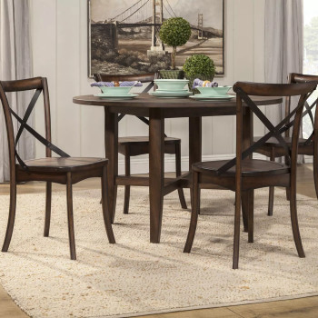 Arendal Burnished Dark Oak 5-Piece Round Dining Table Set