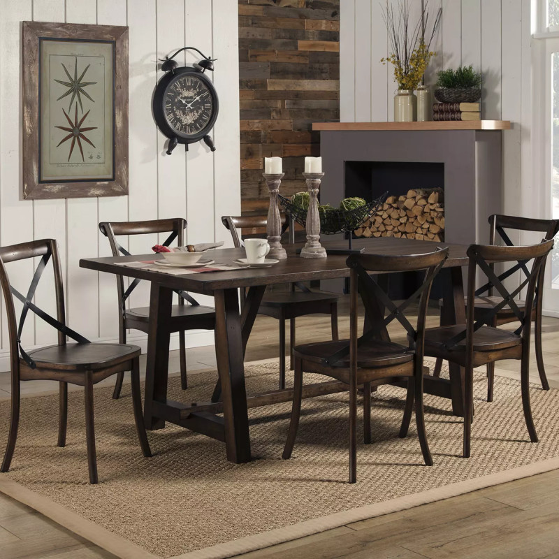 Arendal Burnished Dark Oak 5-Piece Rectagnular Dining Table Set