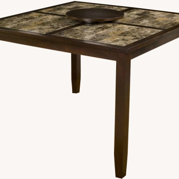 Capitola Espresso Faux Marble Large Pub Table with Removable 18" Lazy Susan