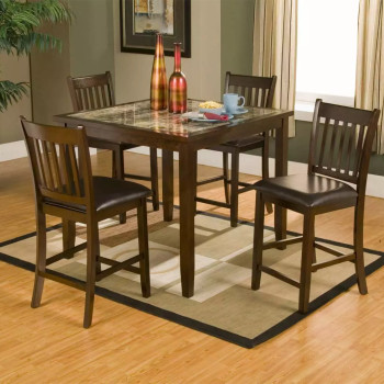 Capitola Espresso Faux Marble 5-Piece Pub Set