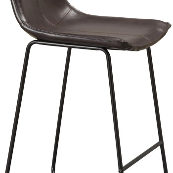 Live Edge Dark Brown Bonded Leather Pub Chairs