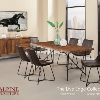 Live Edge 5 Piece Dining Set (Leather)