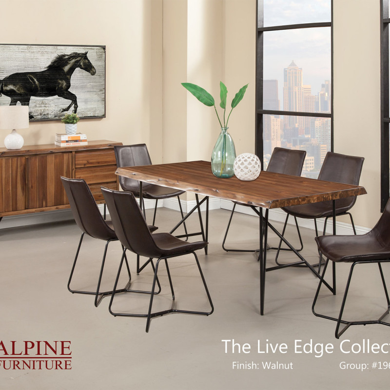 Live Edge 5 Piece Dining Set (Leather)