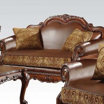 15161 CHENILLE/PU LOVESEAT W/2 PILL