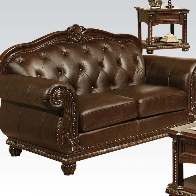 15031 TOP+SPLIT LEATHER LOVESEAT