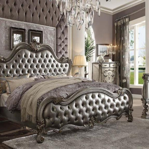 26834CK-4PC 4PC SETS VERSAILLES II SILVER CK BED