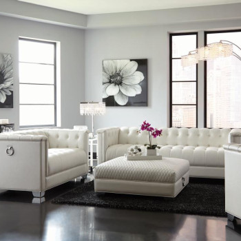 Chaviano Contemporary White Three-Piece Living Room Set (SOFA + LOVE+ CHAIR) 505391-S3