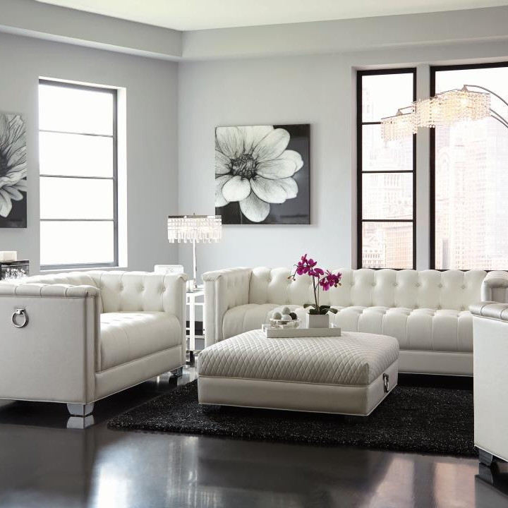 Chaviano Contemporary White Three-Piece Living Room Set (SOFA + LOVE+ CHAIR) 505391-S3