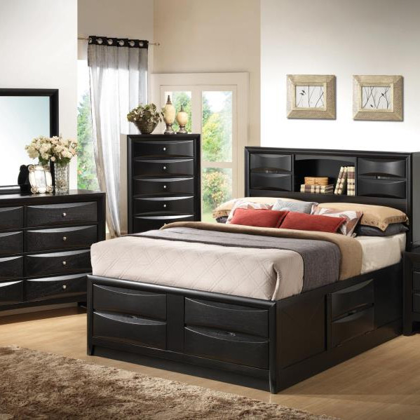 Briana Transitional Black Eastern King Four-Piece (KE.BED,NS,DR,MR) 202701KE-S4
