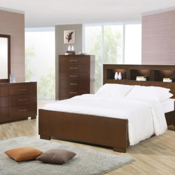 Jessica Dark Cappuccino California King Four-Piece Bedroom Set With Storage Bed 200719KW-S4